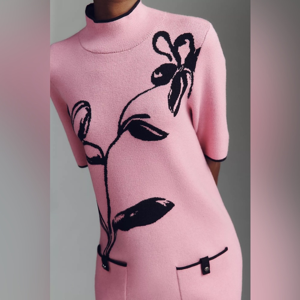 Anthropologie The Annalise Mock-Neck Chenille Sweater Mini Dress by Maeve Small - Picture 3 of 4